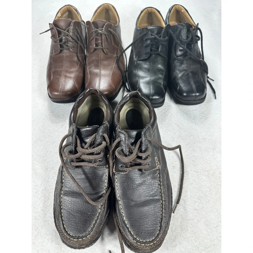 Bass Mens Shoes Lot 3 Pair Lex Leather Oxfords Denville Moc Toe Brown Black 10.5